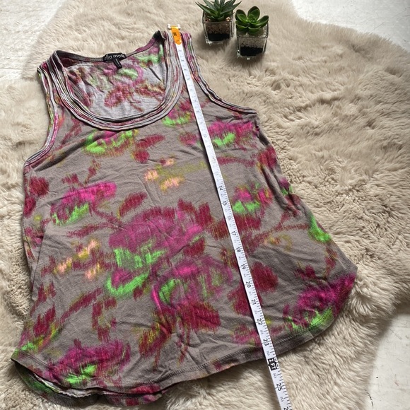 Ella Moss Shirt Tank Tie Dye Flowers Gray Pink Green XS - Picture 7 of 8